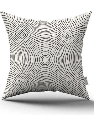 Cango Home Krem Siyah Bohem Iskandinav Geometrik Dijital Baskılı Kırlent Kılıfı CGH1224