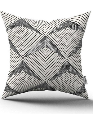 Cango Home Çift Taraflı Krem Siyah Bohem Iskandinav Geometrik Dijital Baskılı Kırlent Kılıfı CGH1226
