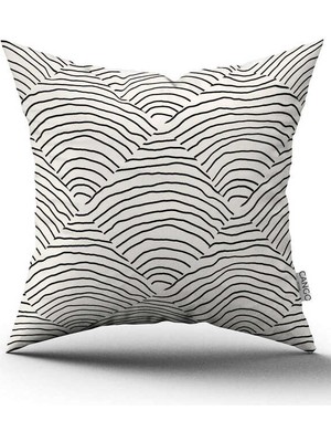 Cango Home Çift Taraflı Krem Siyah Bohem Iskandinav Geometrik Dijital Baskılı Kırlent Kılıfı CGH1227