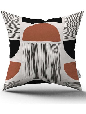 Cango Home Kahverengi Siyah Bohem Iskandinav Dijital Baskılı Kırlent Kılıfı CGH1231