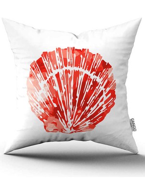 Cango Home Çift Taraflı Kırmızı Beyaz Marin Desenli Dijital Baskılı Kırlent Kılıfı CGH1240