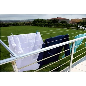 Balkon Çamaşır Kurutma Askılığı Yuvarlak Küpeşte + Çamaşır Ipi 1.kalitekalın Tip