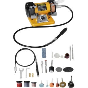 Anadolu Strong Turbo Motorlu 200 Watt Çark Motoru Zımpara Balta Bıçak Bileme Makinesi + 112 Parça Gravür Uç Seti