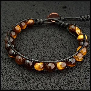 Seven Art Jewelry Doğal Taş Bileklik, Kaplan Gözü Bileklik, Tek Sarmal Bileklik, Bohem Bileklik