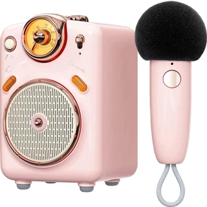 Fairy-Ok Karaoke Mikrofonlu Fm Radyolu Taşınabilir Pembe Bluetooth Hoparlör