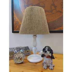 Retro Now Perge Beyaz Ahşap Ayaklı Abajur