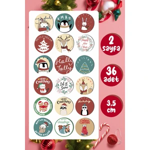 Mutlı Yıllar Sticker 3,5 cm 36 Adet - Suya Dayanıklı Yeni Yıl Yılbaşı Sticker