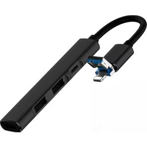 iPhone Lightning 2 USB 2.0 Type-C Kulaklık ve Şarj Giriş Adaptör