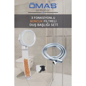 Ömas Konsept 3 Fonksiyonlu Mafsallı Boncuklu Duş Başlığı, Boncuklu Duş Başlığı, Duş Seti