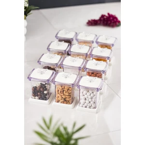 EW's Kitchenware Akrilik Beyaz 12'li Baharat Kavanozu & Baharatlık & Baharatlık Seti 200 ml ( Cam Değildir )