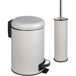 Elit Ikili Banyo Seti - Bej ( 3lt Çöp Kovası + Tuvalet Fırçası )