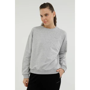 W-SN79 Basic C Neck Sweat Gri Melanj Kadin Sweatshirt