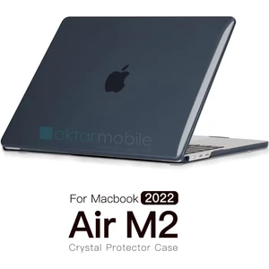 MacBook Air M2 13.6" 2022 A2681 Uyumlu Kılıf Koruyucu Kapak Parlak Şeffaf Tasarım Hava Kanallı