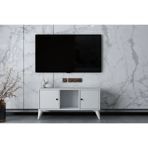 Raflı Iki Kapaklı Ayaklı Tv Ünitesi Beyaz 97 cm Çıtasız TV-1309-Ç