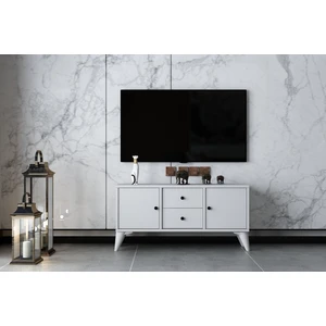 Iki Kapaklı Iki Çekmeceli Ayaklı Tv Ünitesi Beyaz 97 cm TV-1310-Ç