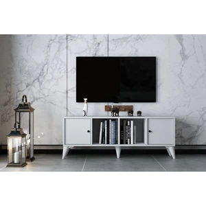 Iki Kapaklı Ayaklı Tv Ünitesi Beyaz 129 cm Çıtasız TV-1313-Ç