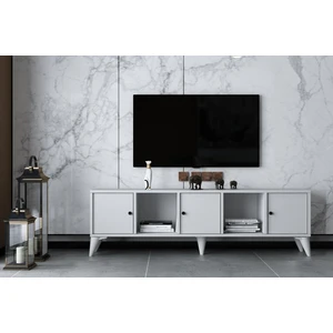 Üç Kapaklı Ayaklı Tv Ünitesi Beyaz 160 cm Çıtasız TV-1320-Ç