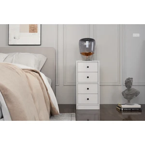 Dört Çekmeceli Beyaz Komodin Çıtasız KMD-1039-Ç