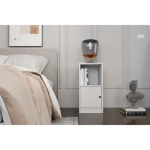 Raflı Kapaklı Beyaz Komodin Çıtasız KMD-1036-Ç