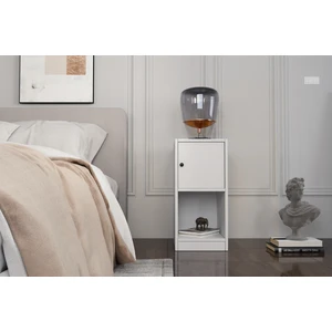 Raflı Kapaklı Beyaz Komodin Çıtasız KMD-1037Ç