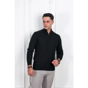 Woolen World Fermuarlı Yarım Balıkçı Regular Fit Desenli Erkek Kazak