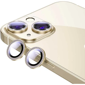 Iphone 13 /13 Mini Uyumlu Swarovski Taşlı 3D Kamera Lens Koruyucu Gold [2'li Set]