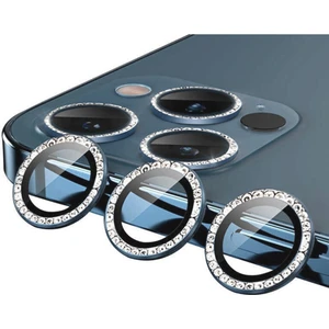 Iphone 13 Pro /13 Pro Max Uyumlu Swarovski Taşlı 3D Kamera Lens Koruyucu Sierra Mavisi [3'lü Set]