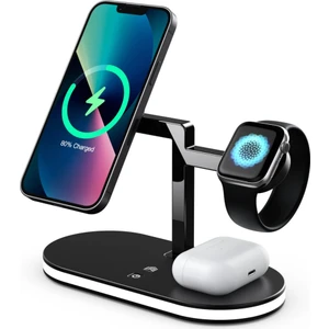 Apple iPhone Airpods Watch 3in1 Kablosuz Wireless Magsafe Şarjlı Standı Gece Lambalı UD23