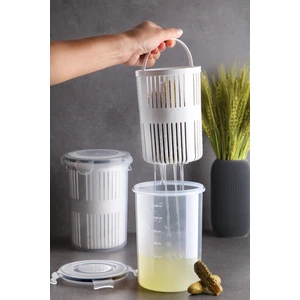 Kitchen Life Süzgeçli Derin Saklama Kabı - Sızdırmaz Zeytinlik Turşuluk 1,5 Litre