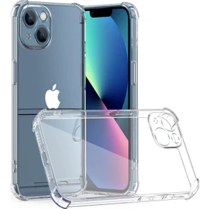 Kzy Apple iPhone 13 Kapak Kamera Korumalı Antişok Airbag Köşe Korumalı Silikon Şeffaf Kılıf