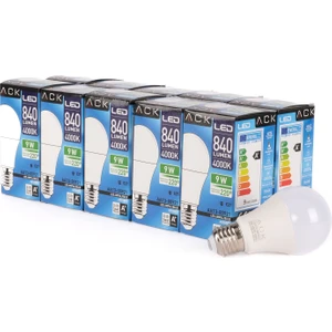 9W LED Ampul 4000K Ilık Beyaz E27 A60 - 10'lu Paket