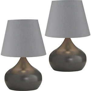 Lapis 2'li Set Antrasit Şapka Masa Lambası Tekli Metal Abajur