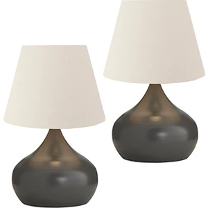 Lapis 2'li Set Krem Şapka Masa Lambası Tekli Metal Abajur