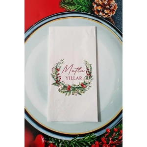 Yılbaşı Çelengi Mutlu Yıllar Yazılı Yılbaşı Sunum Peçetesi