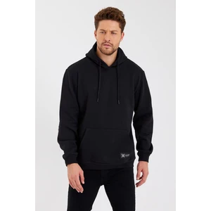 Siyah Kanguru Cepli Kapüşonlu Içi Pamuklu Erkek Sweatshirt