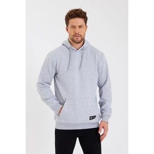 Gri Kanguru Cepli Kapüşonlu Içi Pamuklu Erkek Sweatshirt
