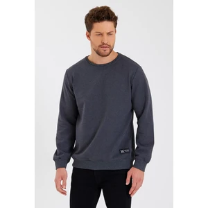Bisiklet Yaka Etiket Detayı Içi Pamuklu Erkek Sweatshirt