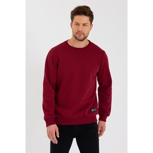 Bisiklet Yaka Etiket Detayı Içi Pamuklu Erkek Sweatshirt