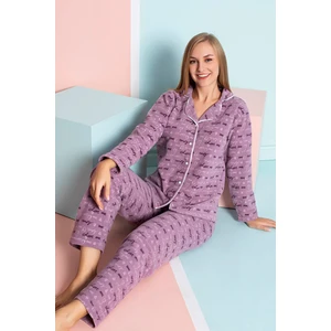 Kadın Kışlık Welsoft Peluş Polar  Düğmeli Pijama Takımı