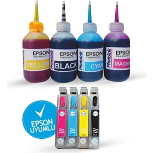 Epson 1281-1284 Uyumlu Kolay Dolan Kartuş Seti (Dolu) - BX305FW/ S22/ SX130/ SX230/ SX235/ SX420/ SX425/ SX430/ SX435/ SX440/ SX445