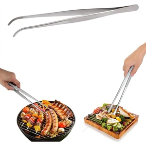 Paslanmaz Çelik 30 cm Profesyonel Şef Dekor Cımbızı - Barbekü Et Kızartma Izgara Dekor Servis Maşası Cımbızı