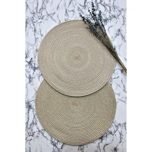 2'li 35 cm Hasır Jüt Örgü Supla Sunum Amerikan Servis Düz Renk