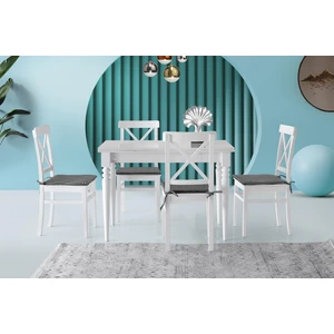 Sweet Home Yanlardan Açılır  Smart Masa Beyaz Mercan Ayak  4 Adet Ahşap Arin Sandalye