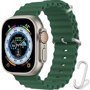 M.TK Moveteck Apple Watch Ultra Uyumlu 49MM Kordon Silikon Naylon Kayış Baklalı Bileklik Loop Hasır Ayarlanabilir Kancalı Tokalı Orange Albine Loop Titanium Fit Case