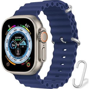 M.TK Moveteck Apple Watch Ultra Uyumlu 49MM Kordon Silikon Naylon Kayış Baklalı Bileklik Loop Hasır Ayarlanabilir Kancalı Tokalı Orange Albine Loop Titanium Fit Case