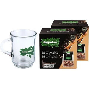 Büyülü Bohça Masala Chai 10'lu 22 gr x 2 ve Doğadan Cam Bardak