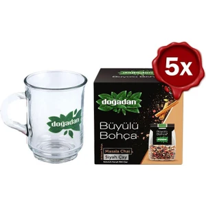 Büyülü Bohça Masala Chai 10'lu 22 gr x 5 ve Doğadan Cam Bardak