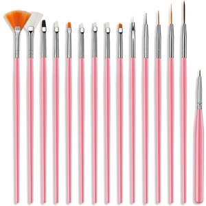 Tırnak Desen Fırçası 20 Adet Özel Tırnak Seti Pembe Saplı