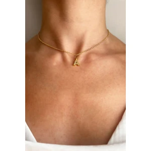 A Harfli Gold Zincir Kolye