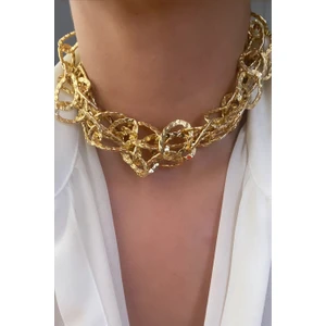 Sose Moda Yıldız Işli Üç Sıra Gold Zincir Kolye